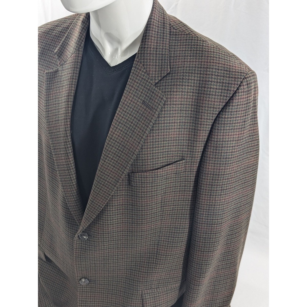 Ralph Lauren Blazer Sport Coat  Suit Jacket 46R 48" Chest Lambswool‎ Houndstooth - Picture 2 of 14